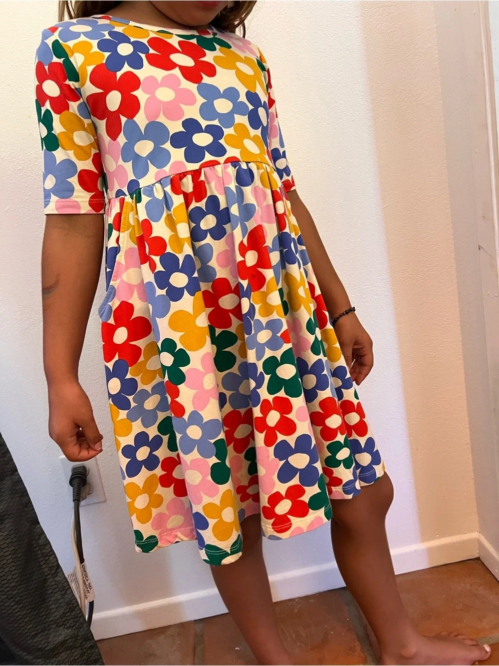 Hanna Andersson Bright Multi-Flower Print Dress — Red, Blue, Yellow, Pink, Green - Picture 1 of 2